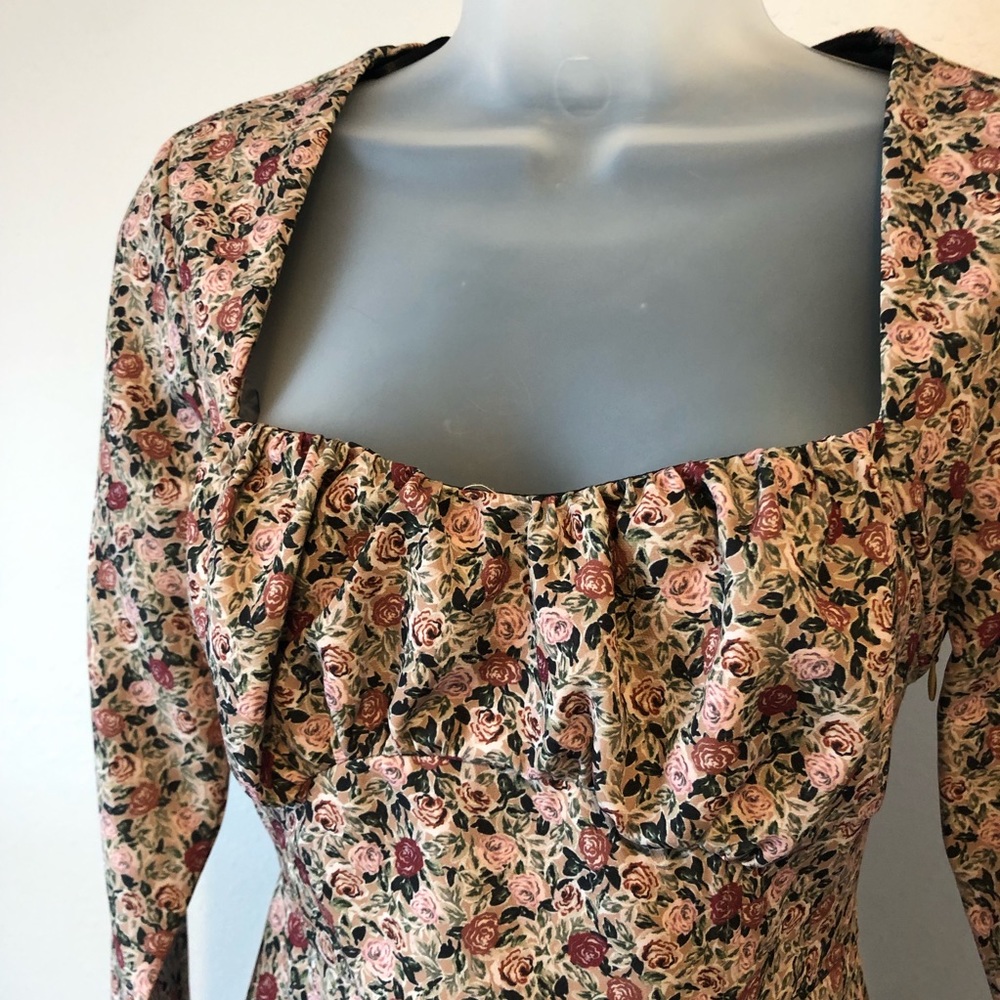 NWT Zara Brown Floral Mini Dress
